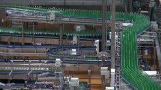 Link to Video | bottled water, liquid, Rhineland-Palatinate, industrial building, Gerolsteiner Brunnen, bottling company, Eifel, mineral water, Germany, food, non-alcoholic beverage, water, bottling, drink, bottling line, drinking water, bottle, factory