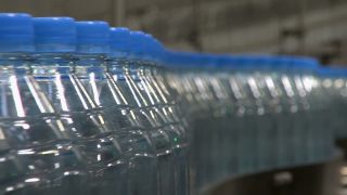 Link to Video | bottled water, liquid, Rhineland-Palatinate, industrial building, Gerolsteiner Brunnen, bottling company, Eifel, mineral water, Germany, food, non-alcoholic beverage, water, bottling, drink, bottling line, drinking water, bottle, factory