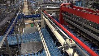 Link to Video | bottled water, liquid, Rhineland-Palatinate, industrial building, Gerolsteiner Brunnen, bottling company, Eifel, mineral water, Germany, food, non-alcoholic beverage, water, bottling, drink, bottling line, drinking water, bottle, factory