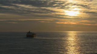 Link to Video | cargo ship, time of the day, cargo shipping, maritime transport, sunset, commercial transportation, North Sea, logistics, Sea transport systems, English Channel, sea shipping, freight transport, Europe, lake transport, World Ocean, transport, merchant vessel, Atlantic Ocean