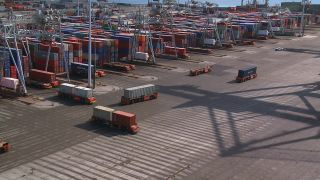Link to Video | shipping container, maritime transport, logistics, transport hub, industry, Waren, Rotterdam, sea shipping, material flow, container terminal, Netherlands, freight terminal, trade, freight transport, lake transport, transport, trade item, motion, industrial sector, container