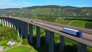 Link to Video | landscape, architecture, bridge, landscape element, private transport, Germany, Schengen Area, landform, Central Europe, road transport infrastructure, building type, traffic, controlled-access highway, geographical feature, transport, human-made geographic feature, human-made geographic feature, architectural structure, thoroughfare, Bundesautobahn 1, mobility
