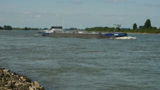 Link to Video | cargo ship, landscape, transport, cargo shipping, landscape element, Xanten, logistics, Germany, river, Europe, natural watercourse, Wesel