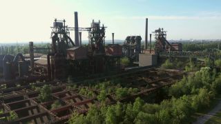Link to Video | historic site, bird's-eye view, North Rhine-Westphalia, industrial heritage site, Rhine-Ruhr Metropolitan Region, Germany, cultural property, cultural heritage, park, heritage site, cultural environment in Norway, Europe, aerial shot, Landschaftspark Duisburg-Nord, tourist attraction, industrial sector