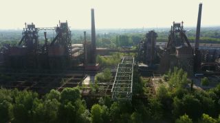 Link to Video | historic site, bird's-eye view, North Rhine-Westphalia, industrial heritage site, Rhine-Ruhr Metropolitan Region, Germany, cultural property, cultural heritage, park, heritage site, cultural environment in Norway, Europe, aerial shot, Landschaftspark Duisburg-Nord, tourist attraction, industrial sector