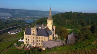 Link to Video | bird's-eye view, Germany, Central Europe, Europe, aerial shot, Bad Hönningen, château, Neuwied