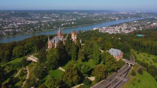 Link to Video | bird's-eye view, Königswinter, Germany, Schloss Drachenburg, Europe, aerial shot, Rhein-Sieg District
