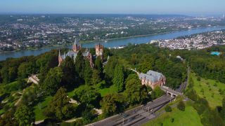 Link to Video | bird's-eye view, Königswinter, Germany, Schloss Drachenburg, Europe, aerial shot, Rhein-Sieg District
