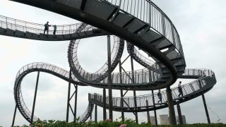 Link to Video | Ulrich Genth, creative work, Tiger and Turtle – Magic Mountain, Germany, Heike Mutter, Heike Mutter and Ulrich Genth, Duisburg, region of interest, Central Europe, metal artwork, Europe, aerial shot, Angerpark, tourist attraction, work of art, sculpture, point of interest, Metall