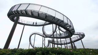 Link to Video | Ulrich Genth, creative work, Tiger and Turtle – Magic Mountain, Germany, Heike Mutter, Heike Mutter and Ulrich Genth, Duisburg, region of interest, Central Europe, metal artwork, Europe, aerial shot, Angerpark, tourist attraction, work of art, sculpture, point of interest, Metall