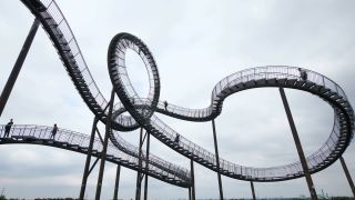 Link to Video | Ulrich Genth, creative work, Tiger and Turtle – Magic Mountain, Germany, Heike Mutter, Heike Mutter and Ulrich Genth, Duisburg, region of interest, Central Europe, metal artwork, Europe, aerial shot, Angerpark, tourist attraction, work of art, sculpture, point of interest, Metall