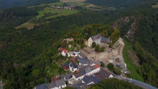Link to Video | bird's-eye view, Rhineland-Palatinate, Nahe, Germany, castle, Hunsrück, forest, Europe, aerial shot, 2021, Hochstetten-Dhaun, tourist attraction, Nahetal