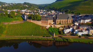 Link to Video | bird's-eye view, Rhineland-Palatinate, Saar, Germany, Saarburg, river, Europe, aerial shot, Saarburg, old town, Altstadt