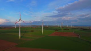 Link to Video | landscape, bird's-eye view, renewable energy, Germany, wind farm, wind turbine generator system, alternative energy, wind power, aerial shot, wind turbine, wind energy, Windturbine