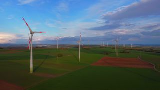 Link to Video | landscape, bird's-eye view, renewable energy, Germany, wind farm, wind turbine generator system, alternative energy, wind power, aerial shot, wind turbine, wind energy, Windturbine