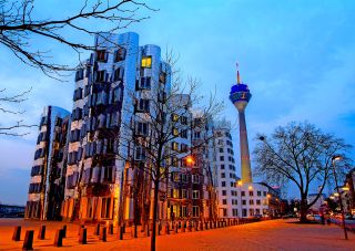 Link to Photo | North Rhine-Westphalia, architecture, architectural ensemble, big city, Düsseldorf, Germany, city, architectural structure, Neuer Zollhof