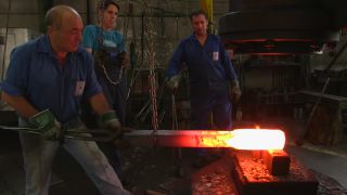 Link to Video | Germany, activity, ferrous metallurgy, workpiece, hammer mill, smithy, heavy industry, workplace, industrial sector