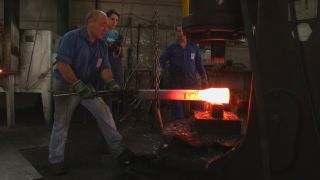 Link to Video | Germany, activity, ferrous metallurgy, workpiece, hammer mill, smithy, heavy industry, workplace, industrial sector