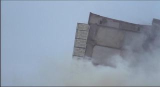 Link to Photo | Plattenbau, structural failure, Eisenhüttenstadt, building implosion, Germany, screenshot, 1998, color, 35 mm film, demolition, 1990s, building, 2K resolution, capital city, photographic film, Berlin, Berlin Babylon, eastern Germany