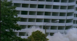Link to Photo | building implosion, Germany, façade, screenshot, color, 35 mm film, demolition, building, 2K resolution, capital city, photographic film, Berlin, Berlin Babylon