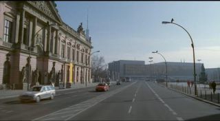 Link to Photo | passenger car, private transport, Germany, metropolis, screenshot, 1998, color, 35 mm film, point-of-view shot, 2K resolution, capital city, city, daytime, East Berlin, photographic film, Berlin, Berlin Babylon, driving