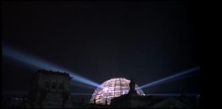 Link to Photo | dome, Germany, screenshot, 1999, low-angle shot, color, 35 mm film, 2K resolution, capital city, night, photographic film, Berlin, Berlin Babylon, Reichstag