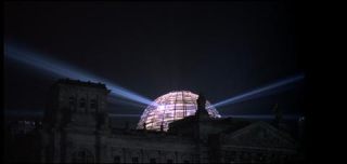 Link to Photo | dome, Germany, screenshot, 1999, low-angle shot, color, 35 mm film, 2K resolution, capital city, night, photographic film, Berlin, Berlin Babylon, Reichstag