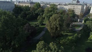 Link to Video | Burggarten, footage, big city, million city, Burgring, Vienna, Federal State of Austria, metropolis, Palmenhaus, Burgring, Vienna, park, 4K resolution, 2019, federal capital, Innere Stadt, Western Europe, Austria, Europe, Vienna Ring Road, aerial shot, capital city