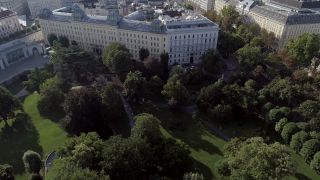 Link to Video | Burggarten, footage, big city, million city, Burgring, Vienna, Federal State of Austria, metropolis, Palmenhaus, Burgring, Vienna, park, 4K resolution, 2019, federal capital, Innere Stadt, Western Europe, Austria, Europe, Vienna Ring Road, aerial shot, capital city