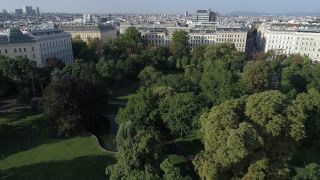 Link to Video | Burggarten, footage, big city, million city, Burgring, Vienna, Federal State of Austria, metropolis, Palmenhaus, Burgring, Vienna, park, 4K resolution, 2019, federal capital, Innere Stadt, Western Europe, Austria, Europe, Vienna Ring Road, aerial shot, capital city