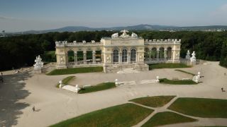 Link to Video | footage, Schönbrunn Palace, Austrian Empire, big city, million city, Vienna, Federal State of Austria, Neptunbrunnen, metropolis, palace park of Schönbrunn, 4K resolution, 2019, federal capital, Innere Stadt, Western Europe, Austria-Hungary, Austria, Europe, aerial shot, capital city, tourist attraction, Hietzing, Palace and gardens of Schönbrunn, House of Habsburg, château, Gloriette