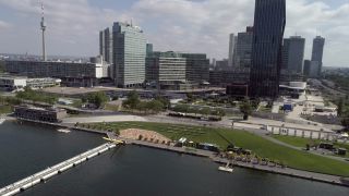 Link to Video | footage, big city, million city, Danube, Vienna, Federal State of Austria, metropolis, Donauinsel, Donauinsel, 4K resolution, 2019, federal capital, Innere Stadt, Western Europe, Donau City, Austria, Europe, aerial shot, capital city, main stream, Reichsbrücke, New Danube
