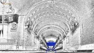 Link to Photo | art gallery, blue, photography, 11ELEVEN.art, JMW, chair, folding chair, Photoart, non-fungible token, art, acrylic sheet, black and white