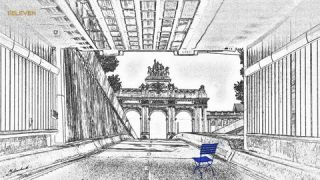 Link to Photo | art gallery, blue, photography, 11ELEVEN.art, JMW, chair, folding chair, Photoart, non-fungible token, art, acrylic sheet, black and white