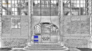 Link to Photo | art gallery, blue, photography, 11ELEVEN.art, JMW, chair, folding chair, Photoart, non-fungible token, art, acrylic sheet, black and white