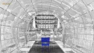 Link to Photo | art gallery, blue, photography, 11ELEVEN.art, JMW, chair, folding chair, Photoart, non-fungible token, art, acrylic sheet, black and white