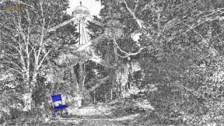 Link to Photo | art gallery, blue, photography, 11ELEVEN.art, JMW, chair, folding chair, Photoart, non-fungible token, art, acrylic sheet, black and white