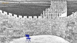 Link to Photo | art gallery, blue, photography, 11ELEVEN.art, JMW, chair, folding chair, Photoart, non-fungible token, art, acrylic sheet, black and white