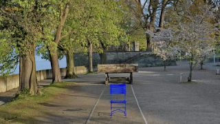 Link to Photo | art gallery, blue, photography, 11ELEVEN.art, JMW, chair, folding chair, Photoart, non-fungible token, art, acrylic sheet