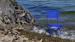 Link to Photo | art gallery, blue, photography, 11ELEVEN.art, JMW, chair, folding chair, Photoart, non-fungible token, art, acrylic sheet