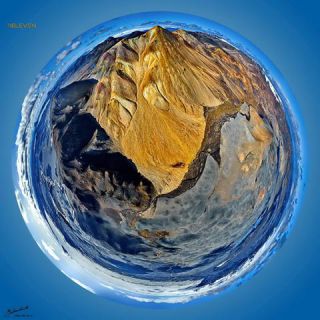 Link to Photo | art gallery, bird's-eye view, photography, 11ELEVEN.art, JMW, Earth, Planet Erde, Photoart, little planet effect, aerial shot, non-fungible token, planet, art, acrylic sheet