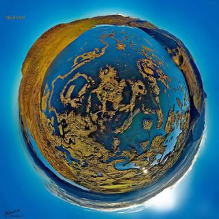 Link to Photo | art gallery, bird's-eye view, photography, 11ELEVEN.art, JMW, Earth, Planet Erde, Photoart, little planet effect, aerial shot, non-fungible token, planet, art, acrylic sheet