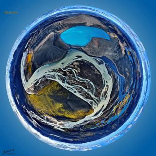 Link to Photo | art gallery, bird's-eye view, photography, 11ELEVEN.art, JMW, Earth, Planet Erde, Photoart, little planet effect, aerial shot, non-fungible token, planet, art, acrylic sheet