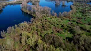 Link to Video | landscape, JMW, North Rhine-Westphalia, Ruhr, Xanten, nature reserve, Germany, floodplain, color, 4K resolution, water, liquid water, aerial shot, 2023, nature