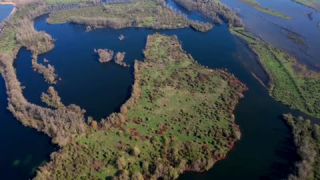 Link to Video | landscape, JMW, North Rhine-Westphalia, Ruhr, Xanten, nature reserve, Germany, floodplain, color, 4K resolution, water, liquid water, aerial shot, 2023, nature