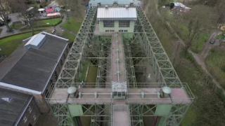 Link to Video | lock, JMW, North Rhine-Westphalia, boat lift, Ruhr, Henrichenburg, Germany, color, 4K resolution, historic building, Castrop-Rauxel, aerial shot, 2023, inland navigation, day, Dortmund–Ems Canal