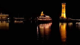 Link to Video | ship, JMW, tourist destination, Lindau, maritime transport, Germany, color, landmark, lake, 4K resolution, liquid water, Lake Constance, reflection, port, Prealps, land waters, Bavaria