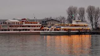 Link to Video | ship, winter, autumn, artificial light, Lindau, Germany, Alpine foothills, lake, ferry ship, liquid water, Lake Constance, reflection, port, day, land waters, Bavaria