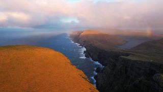 Link to Video | landscape, volcanic island, tourist destination, November, color, island, Northern Europe, North Atlantic Ocean, Faroe Islands, aerial shot, 2021, nature