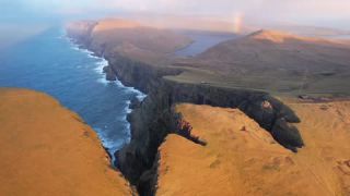 Link to Video | landscape, volcanic island, tourist destination, November, color, island, Northern Europe, North Atlantic Ocean, Faroe Islands, aerial shot, 2021, nature